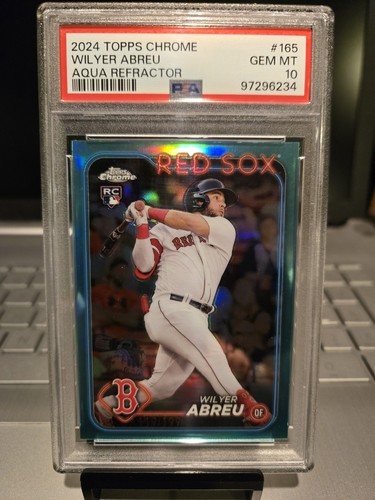 2024 Topps Chrome #119/199 Wilyer Abreu Aqua Refractor RC, #165 Gem Mt. 10 POP-3 - Picture 3 of 9