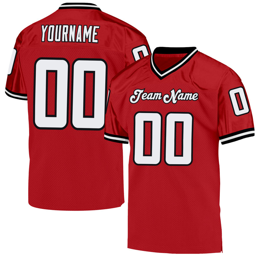 Custom Red & Black Mesh Throwback Football Jersey - Authentic Style  