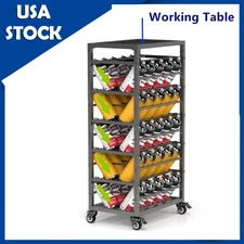 Spray Paint Rack Can Storage w/ Wheels 5 Tier for Storage 1 Tier Working Table