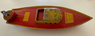 LINDSTROM'S SPEED BOAT WIND TIN TOY 1920s WORKS WITH WORKING MOTOR