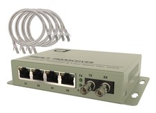 4 Port RJ-45 Gigabit Ethernet to Multimode ST 850nm Fiber Media Converter  M...