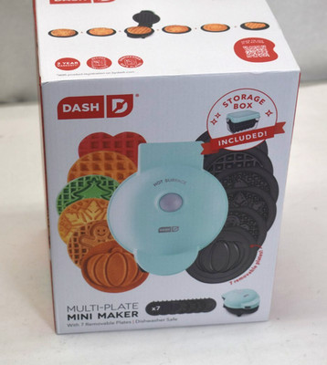 New Dash Multi-Plate Mini Waffle Maker With 7 Interchangeable Plates Holiday