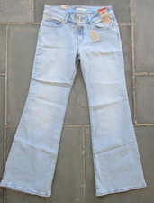 LEVI'S Women SUPERLOW FLARE Light BLUE Denim JEANS Cotton 5-Pockets 31x34 NEW