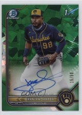 2022 Bowman Sapphire Chrome Prospects Green 15/50 Branlyn Jaraba Auto 10om