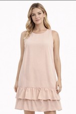 Loft Pink Blush Shift Dress W/Keyhole Back & Ruffle Hem-Size 12 New With Tags!
