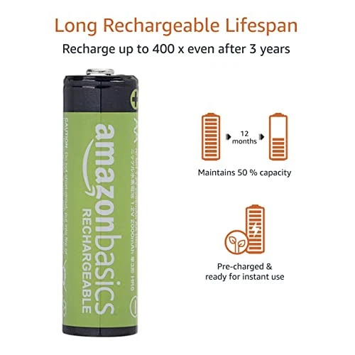 Amazon Basics AA Rechargeable Batteries 2000mAh (Double A), NiMh, Pre-charged, - Image 4 of 4