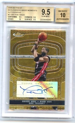 2005-06 Finest Boxloaders Dwyane Wade Autograph #3/5 Jersey# BGS 9.5 Miami Heat 