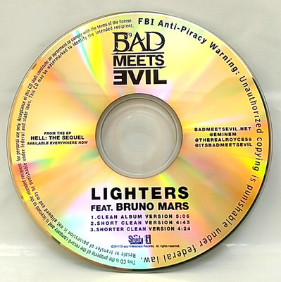 (CD) Bad Meets Evil Feat. Bruno Mars   Lighters, Promo, 3 Tracks, EX, Rare.