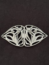 Art Nouveau Silver Nurses Belt Buckle With Iris Flowers. Birmingham 1902. A & Jz