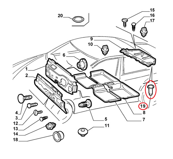 Tappo FüR Isolierungen Polster Alfa 156 - Lancia Kappa Original 60811794-image