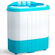Portable Mini Compact Twin Tub Washing Machine 10lbs Semi-automatic Washer Blue