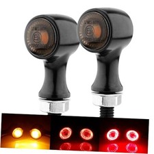 Small Round Led Turn Signals Motorcycle Brake Tail Lights A-black-amberred