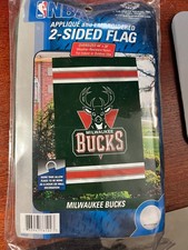 Milwaukee Bucks NBA Team Two Sided Applique and Embroidered 2-Sided Flag 44"x28"