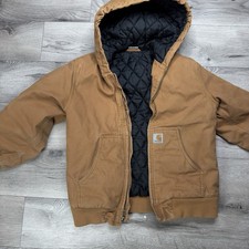 Carhartt Jacket 10-12 Youth Hooded Full Zip Workwear Quilted Lined Coat