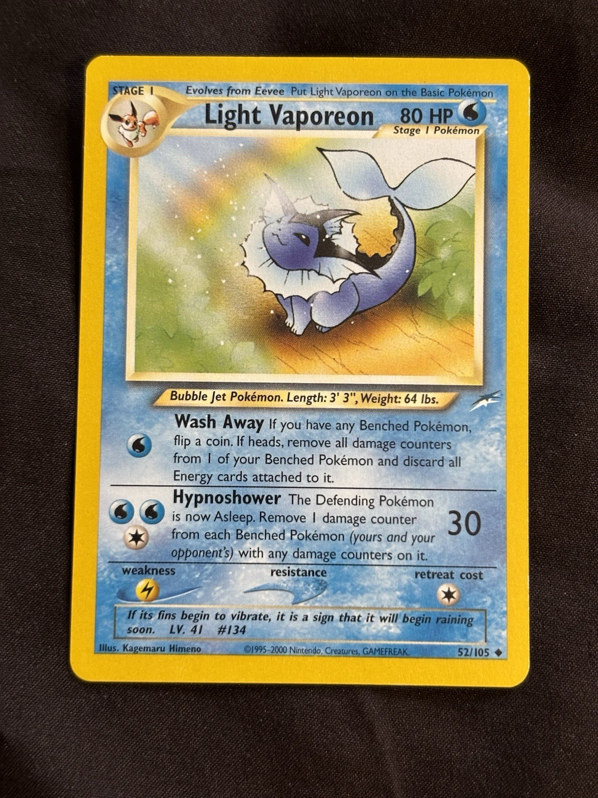 Light Vaporeon 52/105 Uncommon Neo Destiny Unlimited Pokemon TCG NM/VLP