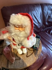 Vintage 1950's Rubber Face Santa Claus Plush Wind Up Musical Body Moves Works