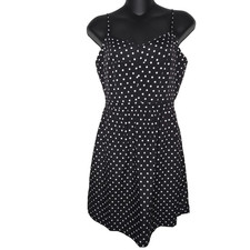 J Crew Polka Dot Dress size 4 Black Short Spaghetti Strap Sleeveless Lined
