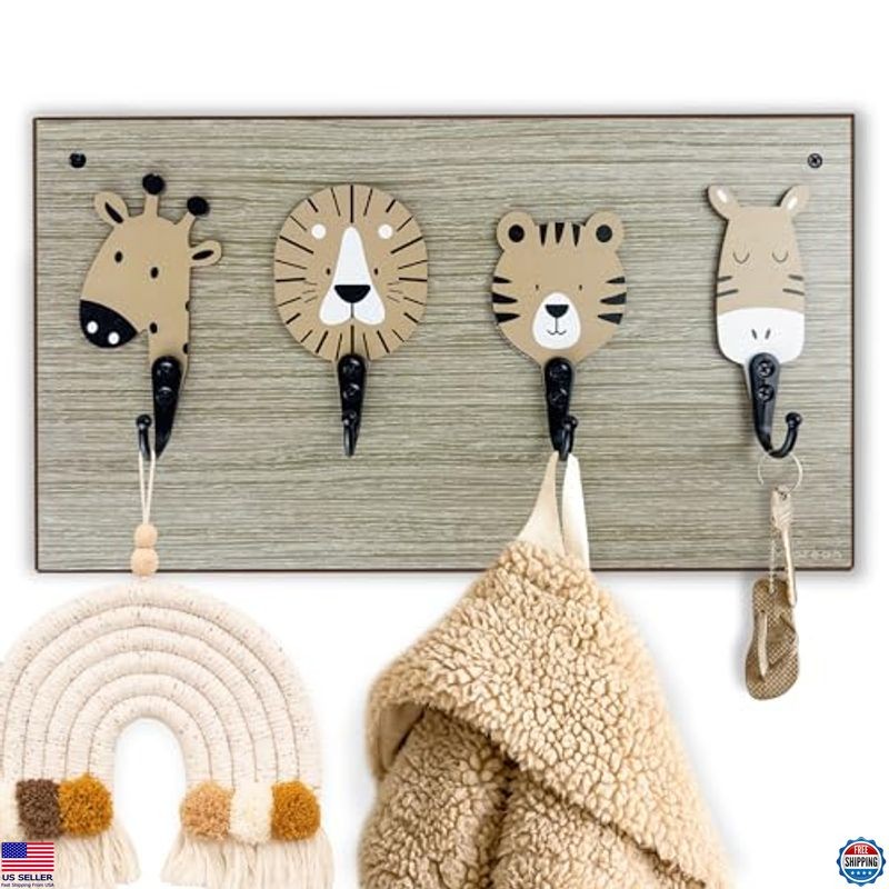 Lion Safari Nursery Wall Hooks for Kids Decorative Baby Room