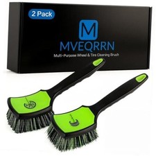 2-Pack Car Wheel Tire Detailing Brush Set, Soft Stiff Bristles black green