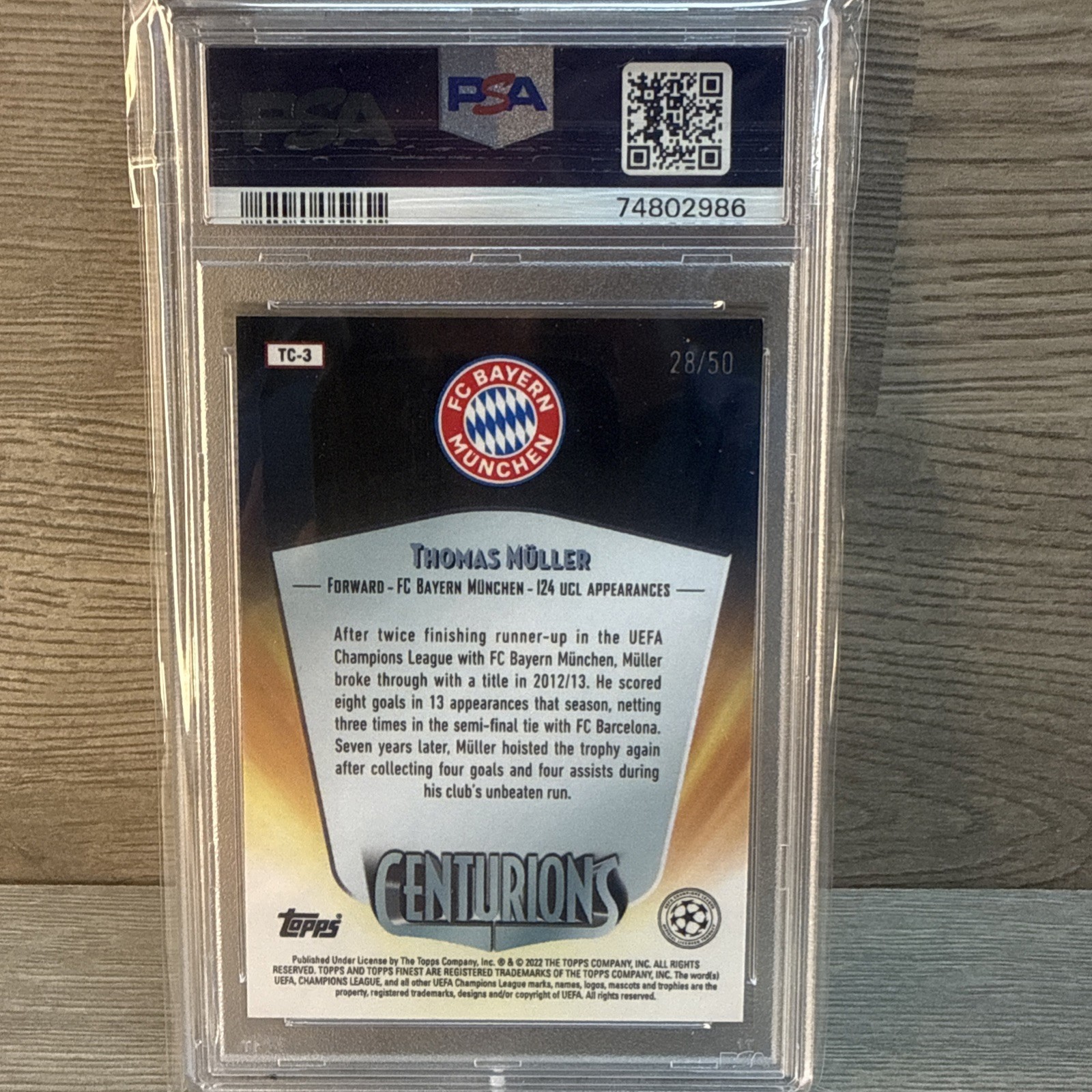 2022-23 Topps Finest Centurions Gold Refractor #TC-3 THOMAS MULLER /50 PSA 10!! view 3