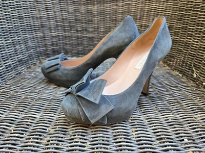 (M089 A48) Pura López – Escarpins en daim gris anthracite à nœud couture T. 35.5 - Photo 1/4