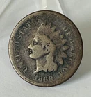 1868 Indian Head Penny Coin Early Date U.S. 1C #972B