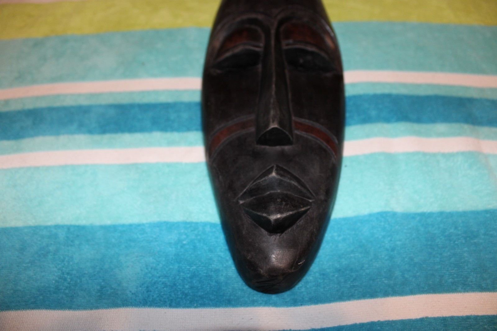 Vintage Hand Carved African Wooden Tribal Face Mask Wall Hanging 16.5" 