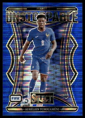 2024-25 Panini Select FIFA #21 Aurelien Tchouameni Unstoppable Blue Pulsar