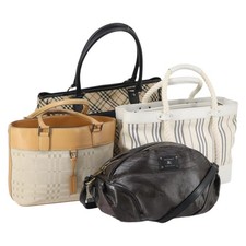 BURBERRY Nova Check Tote Bag Canvas 4 Set Beige Auth bs29616