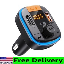 Portable Bluetooth FM Transmitter with LED Backlight  Fast Charging Ports