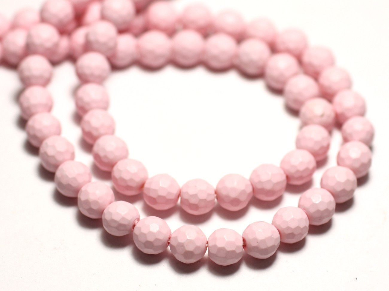 Perles coquillage nacre rose facettées 6mm pour fabriquer des cadeaux faits main
