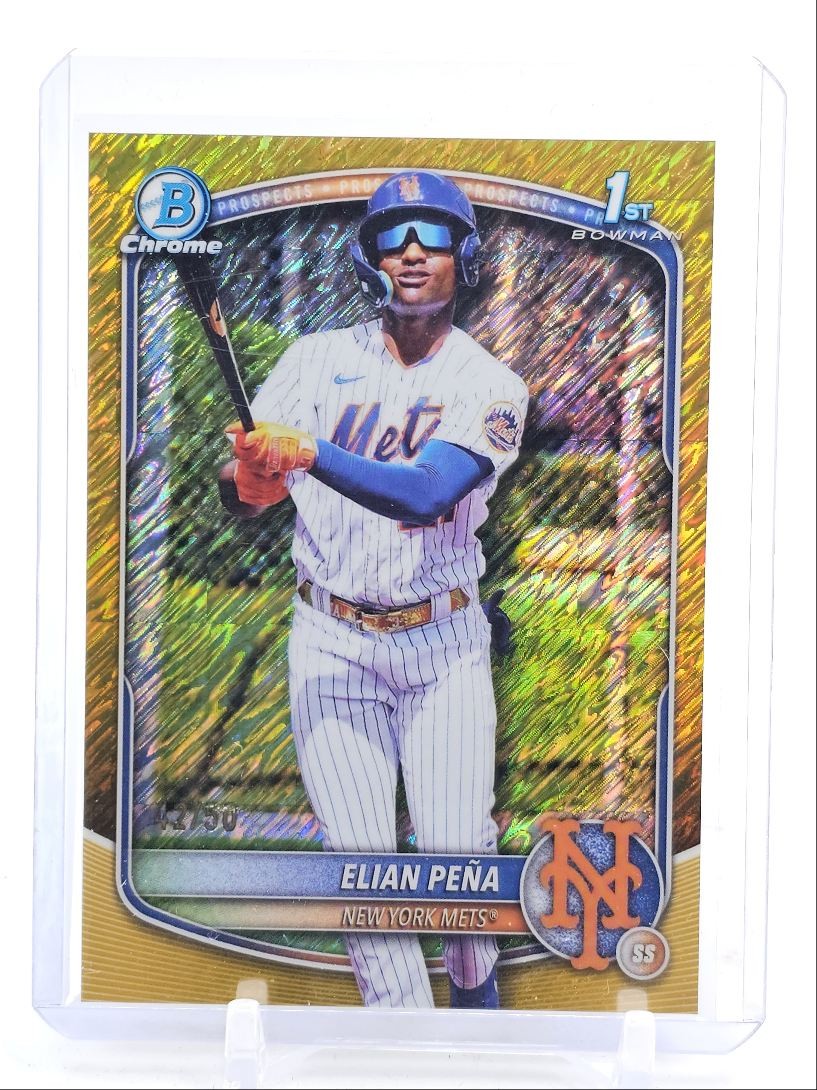 ELIAN PENA 2025 BOWMAN CHROME 1ST GOLD SHIMMER REFRACTOR METS /50 Q2754