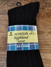 Mens Wool Blend Kilt Hose Socks 1 Pair Size 6-11 Black