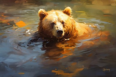 Original Hand Painted Wildlife  Art Majestic Brown Bear  24x16inchs custom order