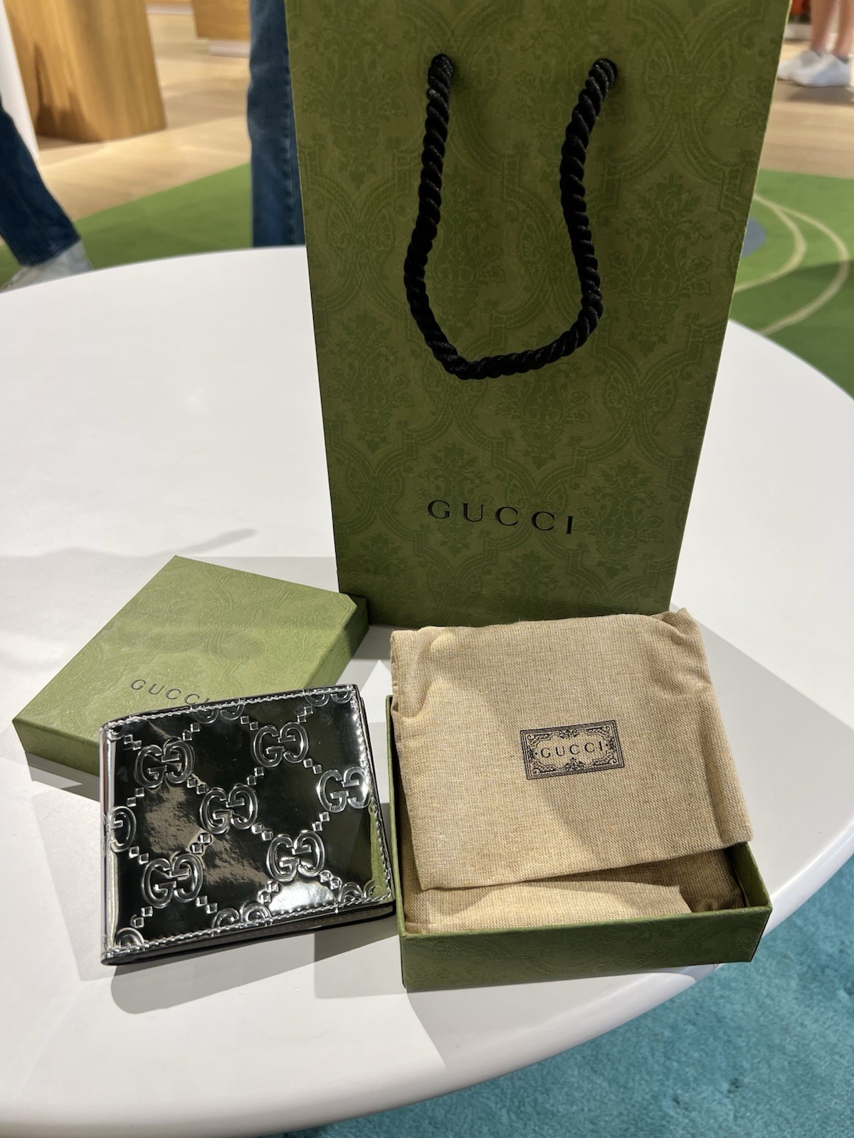 Gucci Chrome Bifold Wallet Limited Edition Brand New Luxury Leather-image