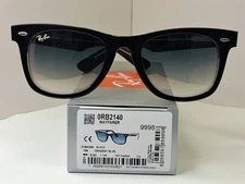 Ray Ban Wayfarers Black On Transparent W/ Gradient Blue Lenses. Made In Italy