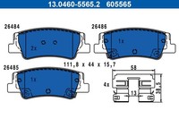 Bremsbelagsatz Scheibenbremse Hinten Ate 130460 55652 FÜR Hyundai KIA