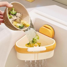 2025 New Upgraded Suction Cup Sink Drainer Basket,Automatic Dumping Sink Storage
