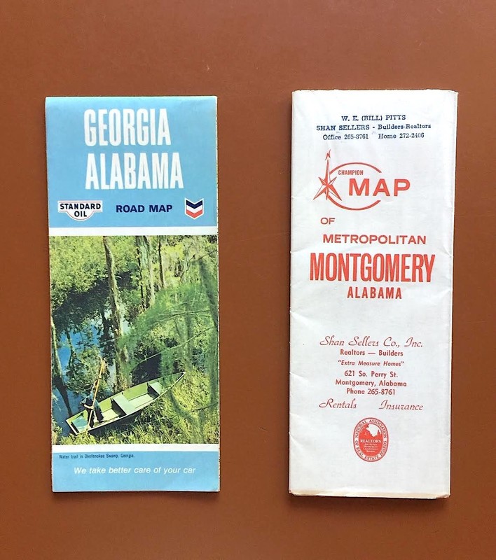 Vintage Maps of Montgomery, Alabama / Georgia & Alabama 1960’s