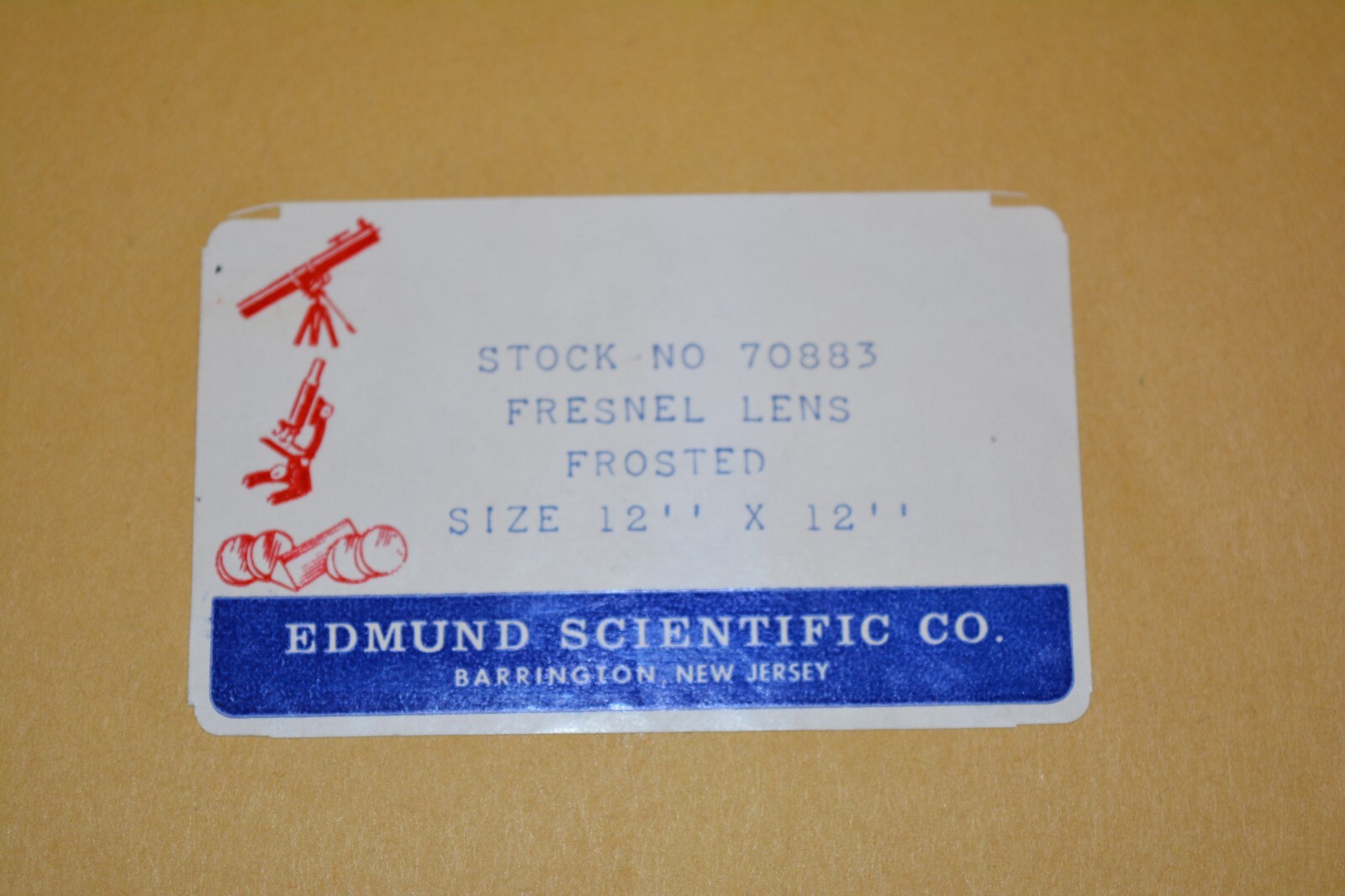 Edmund Scientific 70883 Fresnel lens Frosted 12" x 12"