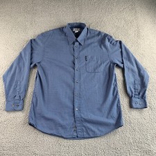 NEW Armani Exchange Shirt Mens Large Blue Houndstooth Button Up Long Sleeve