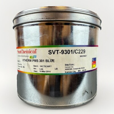 SUN CHEMICAL **BLUE** OFFSET PRINTING INK OIL BASED 5 LBS PANTONE # 301 BLUE
