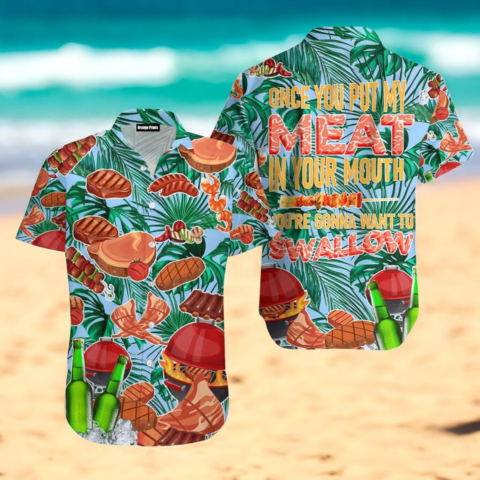 Funny BBQ Meat Beer Swallow My Meat Hawaiian Shirt for BBQ Lovers