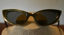 Vintage Holiday 318 Pearl Gold Oval Cat Eye Sunglasses USA FRAMES ONLY
