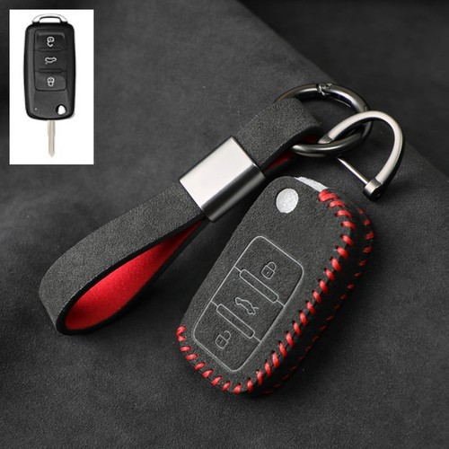 Full Suede Covered Key Fob Remote Protector Holder Cover Case For Volkswagen F - Picture 2 of 8