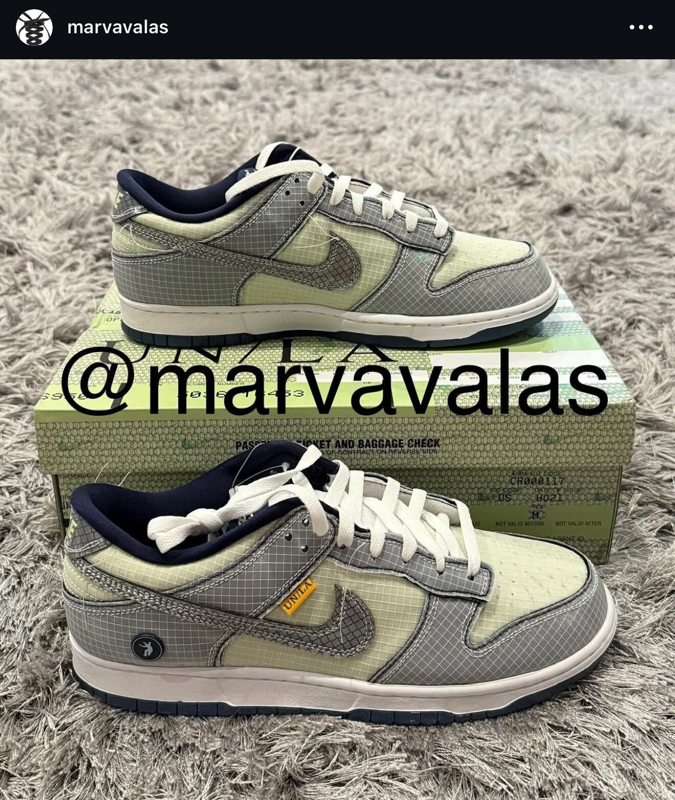 Nike Dunk Low X Union Passport Pack Pistachio. Mens 9.5