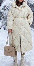 Mango Cream Quilted Puffer Coat Large