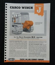 1952 Allis Chalmers HD-21 Trattore " CARCO Modello J Verricello " Spec Brochure