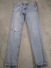 We The Free Jeans Womens 25 Blue Frayed Distressed Light Wash Denim Pockets