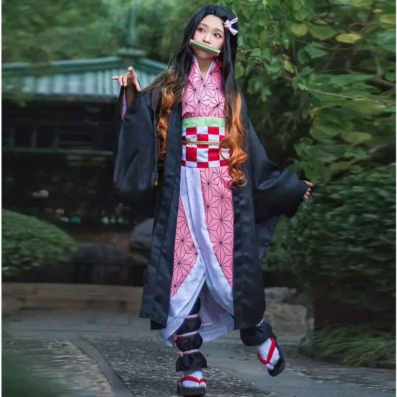 Anime Kamado Nezuko Costume Demon Slayer:Kimetsu No Yaiba Cosplay wig  Costumes